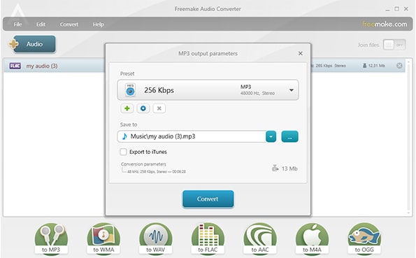 freemake chonvert flac to mp3