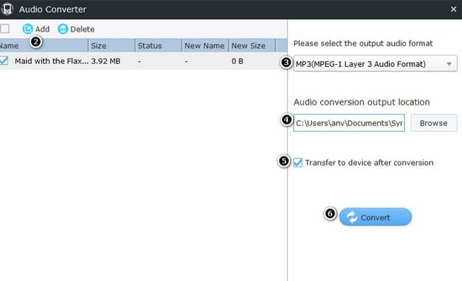 Syncios convert mp3 to m4r