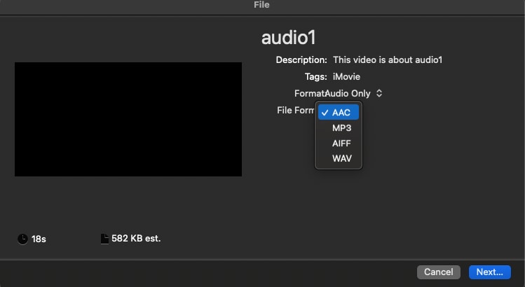 convert mov to wav imovie