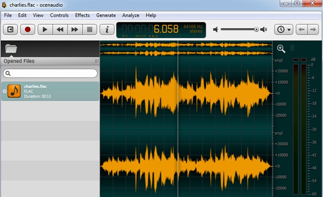 Ocenaudio wav editing