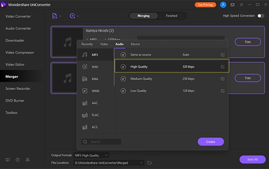 Merge and compress video and audio