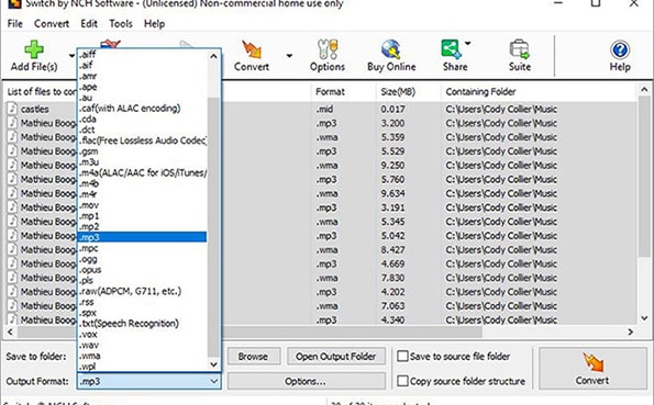 switch audio converter install codec