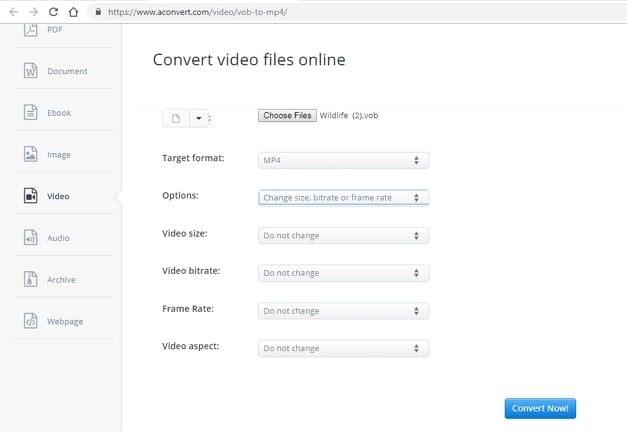 upload youtube to mp3 with Aconvert