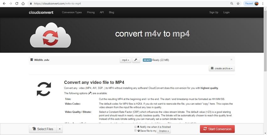 cloud convert m4v to mp4