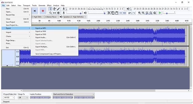 convert mp4 to mp3 in audacity