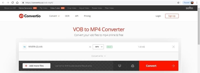 how to convert vob to mp4 online