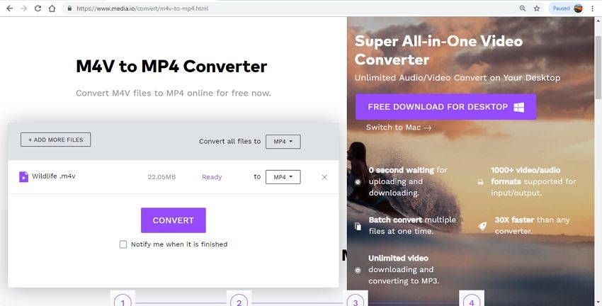 free convert m4v to mp4 online