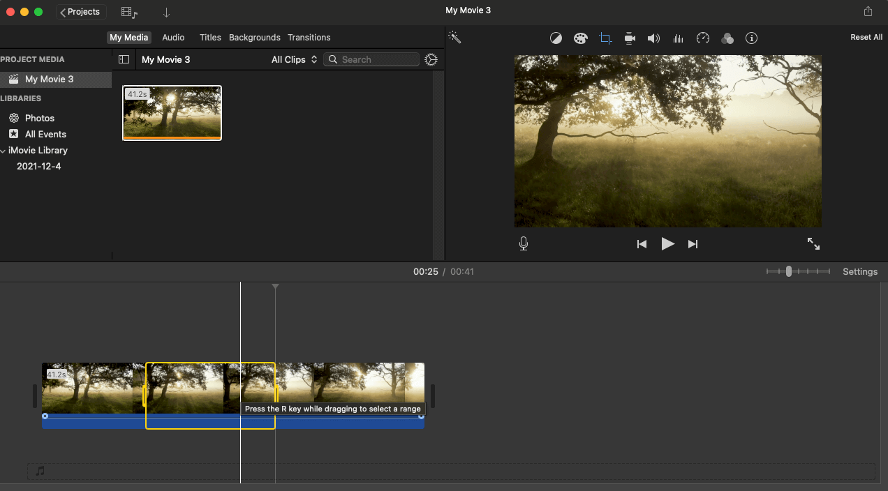 trim video on imovie