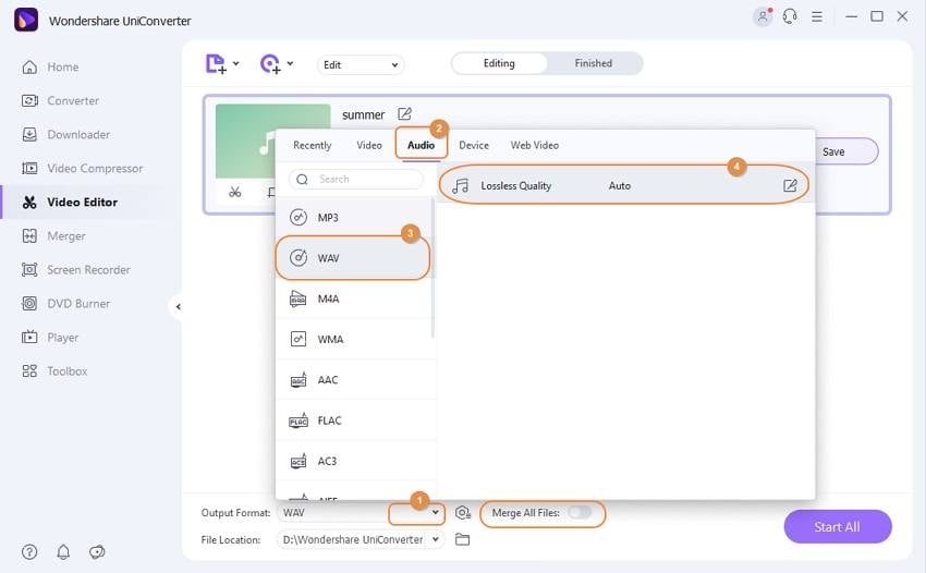 Merge the WAV Clips and Choose the Output Format