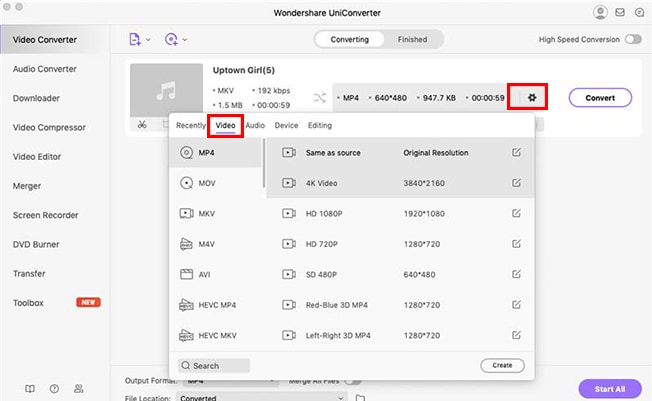 choose output format