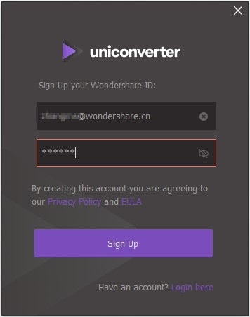 comment se connecter à Wondershare Uniconverter