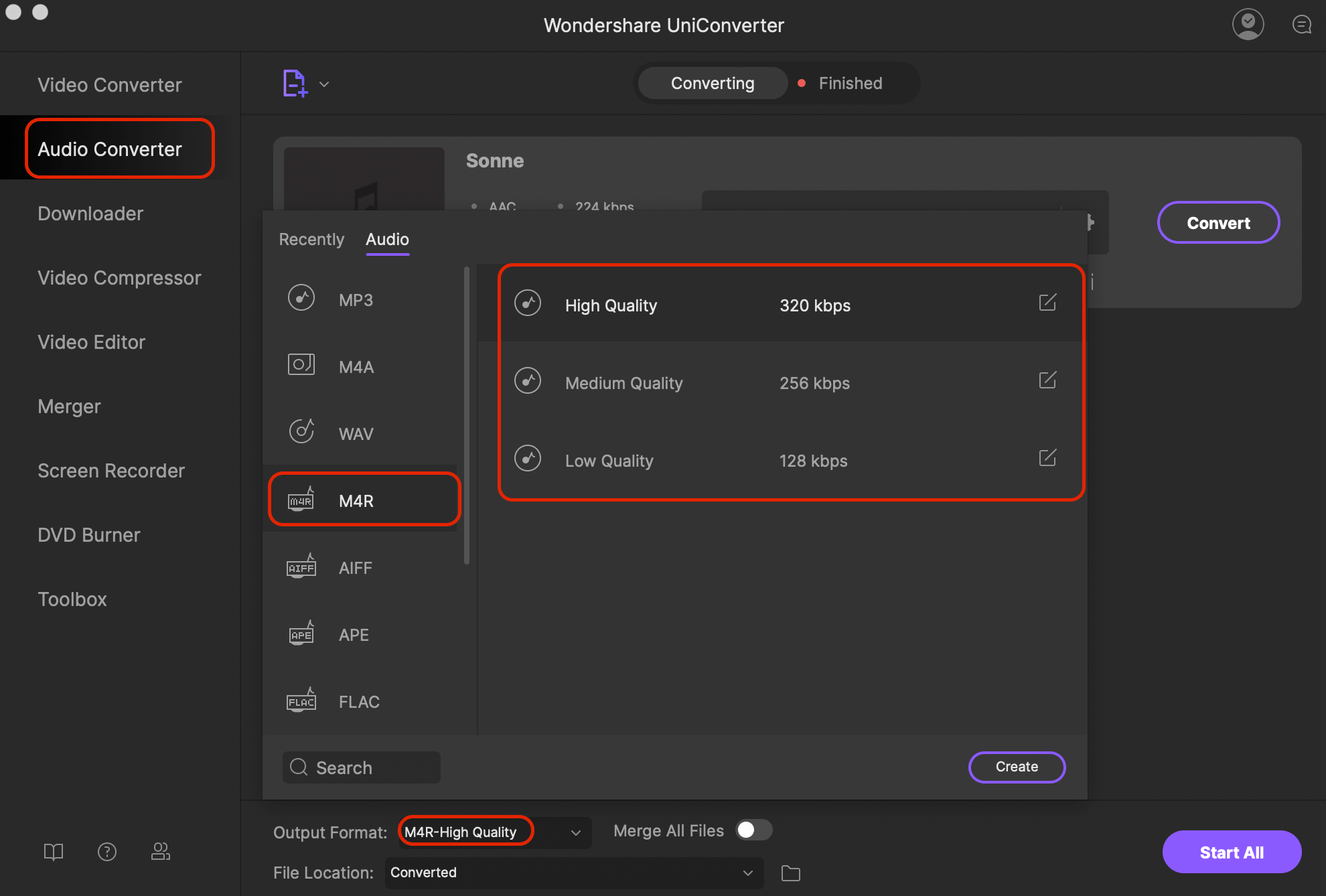 Convert AAC to M4R