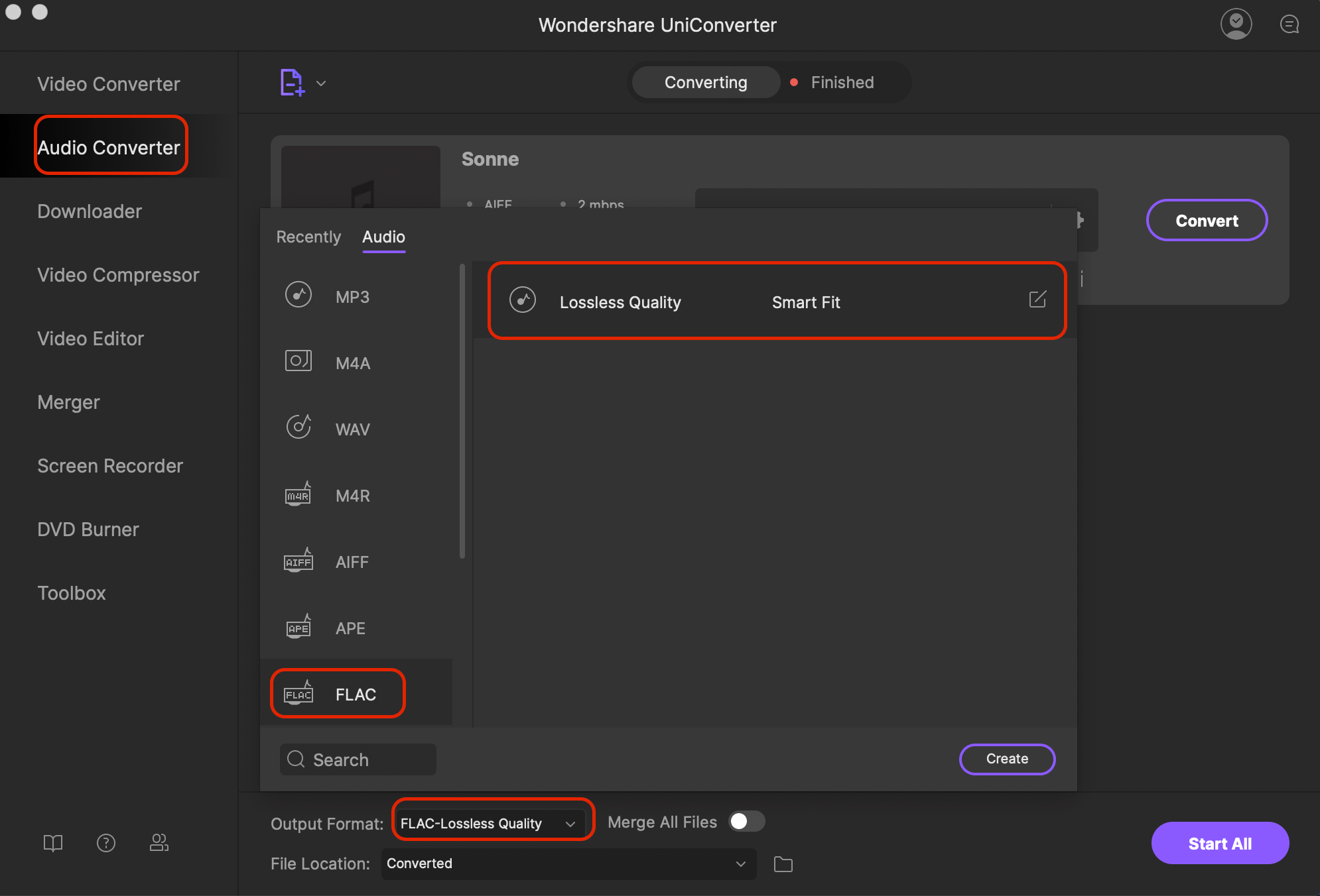 convert aiff to flac