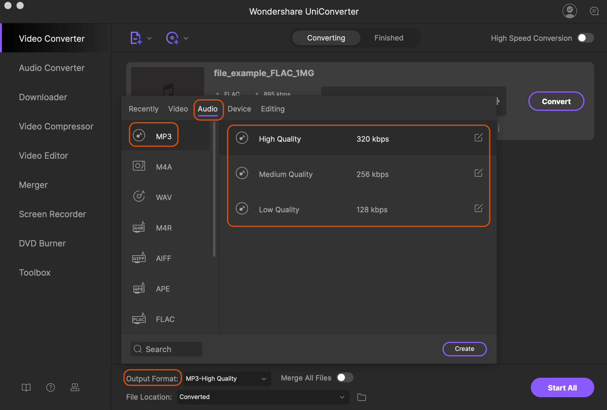 convert caf files to mp3