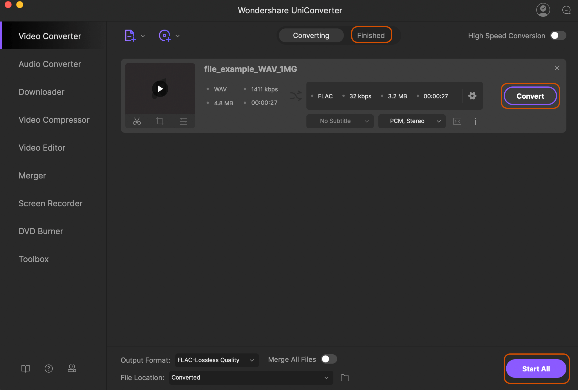 vlc player for mac convert wav files to flac