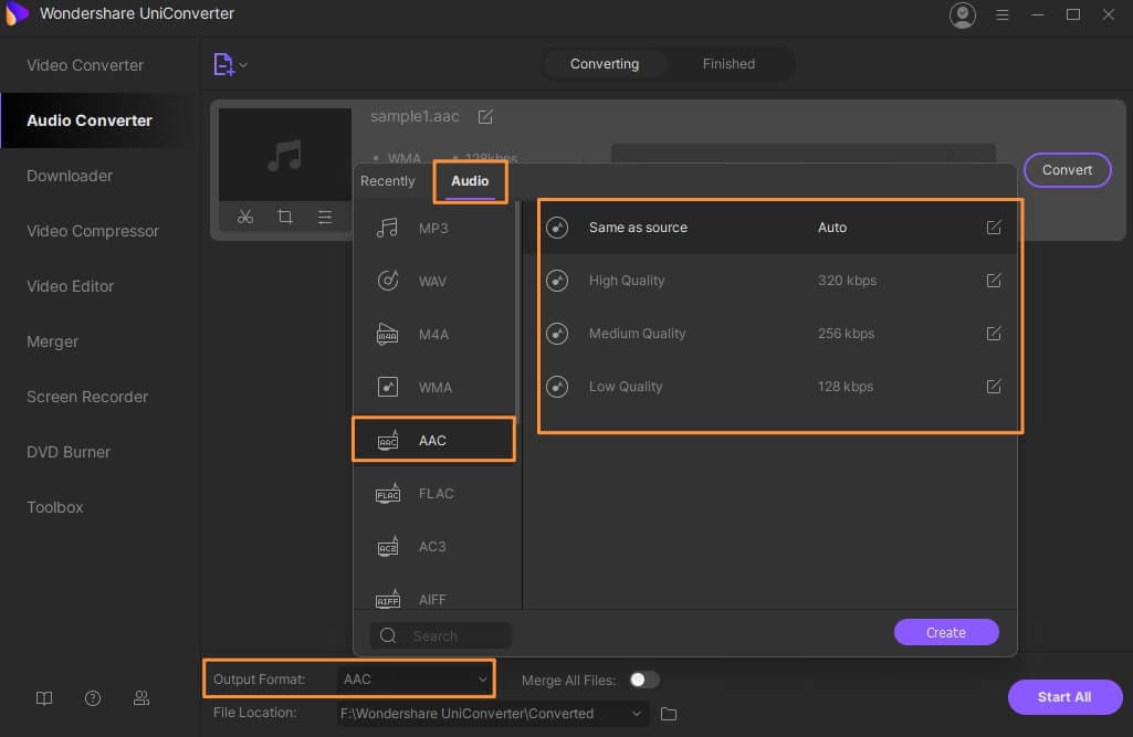 convert wma to aac