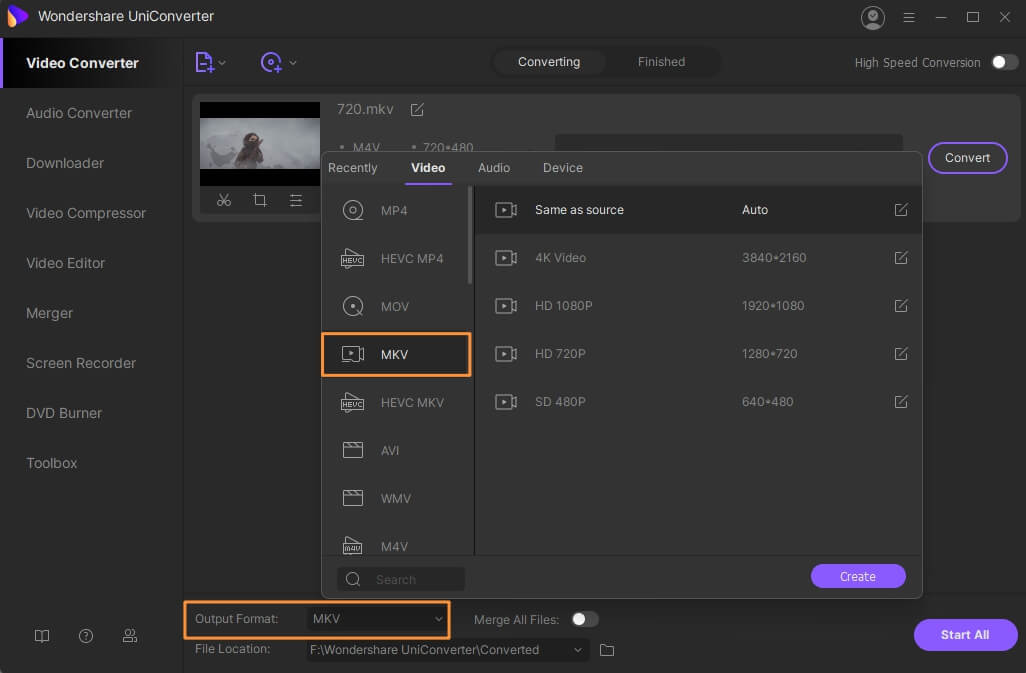 convert m4v to mkv