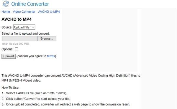 Online Converter AVCHD to MP4