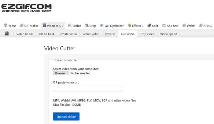 trim mp4 online using Online Video Cutter