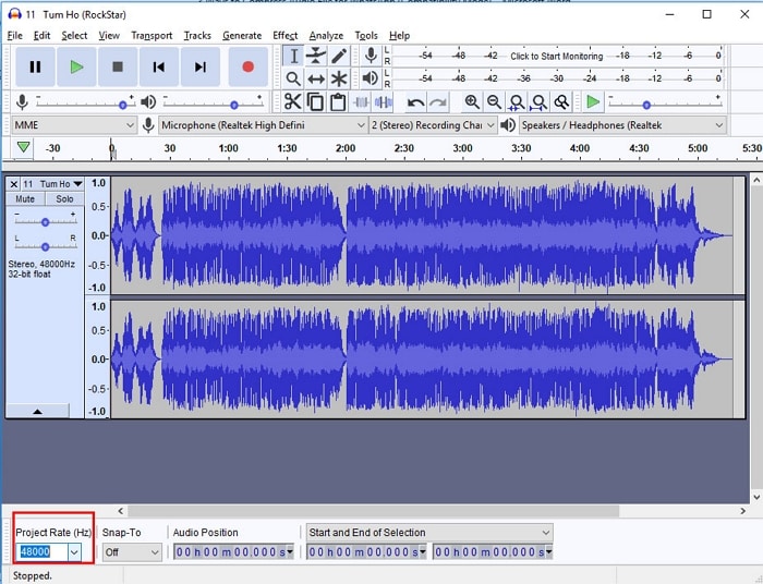 Compress Audio for WhatsApp using Audacity step 2