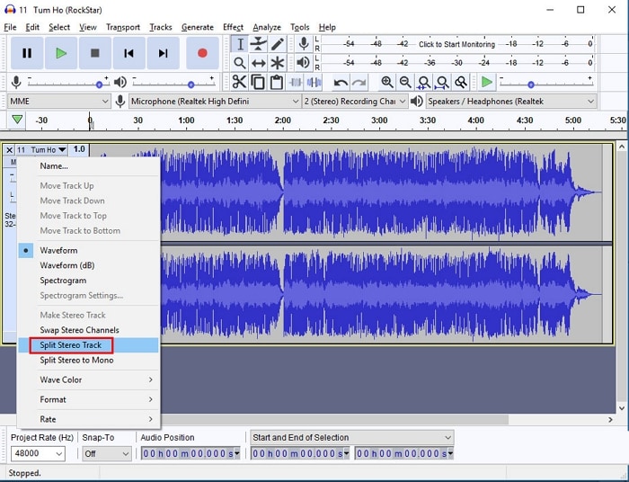 Compress Audio for WhatsApp using Audacity step 3