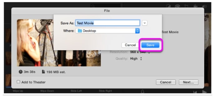 save imovie changes