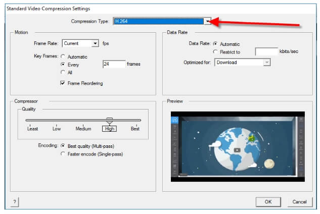 choose compression setting