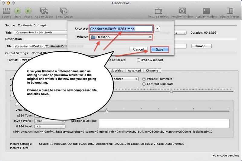 Compress a Video on Mac with Handbrake step 2