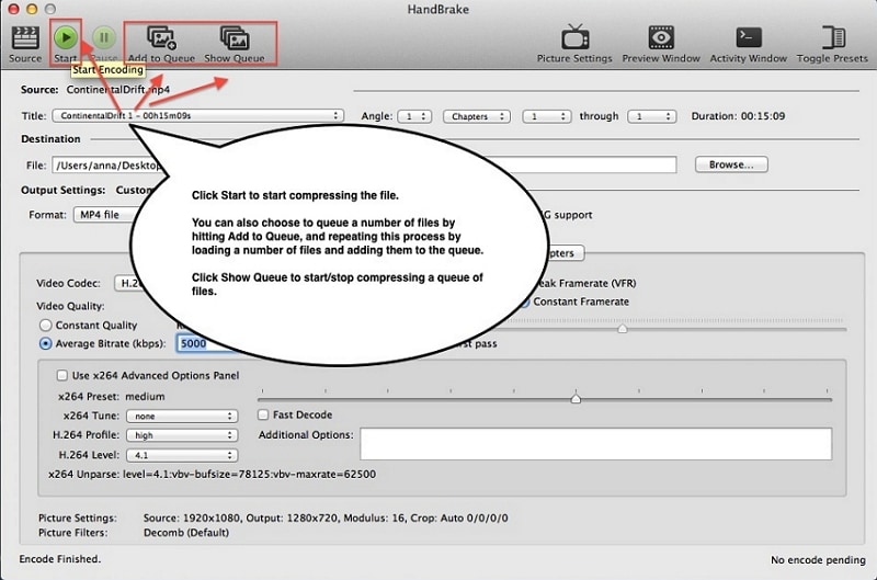 Compress a Video on Mac with Handbrake step 5