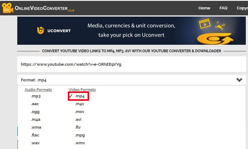 Convert Link to MP4 with Online Video Converter 1
