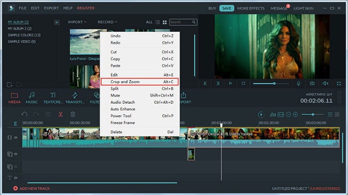 crop mp4 with Filmora Video Editor