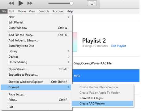 mp3 to aac itunes