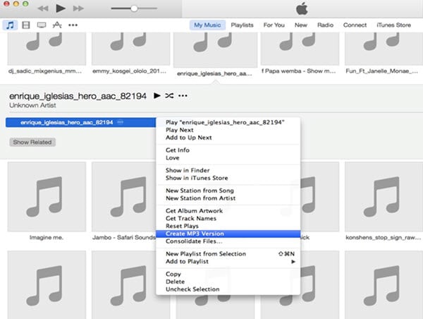 convert to mp3 in itunes