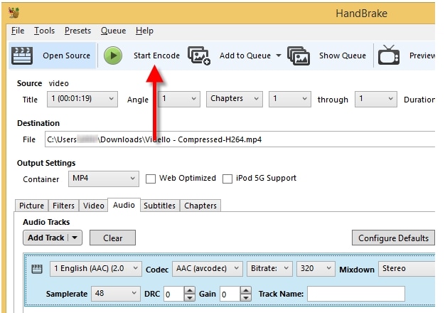 make an MP4 file smaller using Handbrake step 5