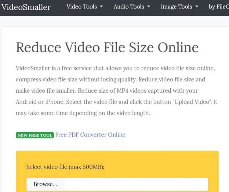 Go to VideoSmaller website
