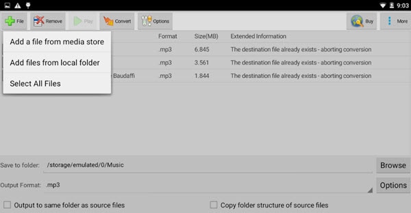 aandroid convert wav to mp3