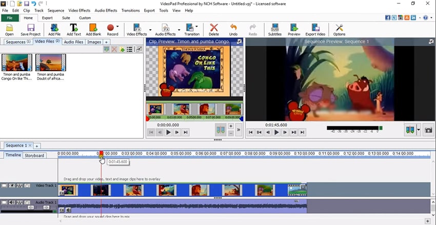 VPJ to MP4 in VideoPad Video Editor